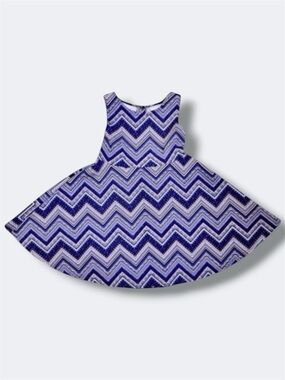 Sweet Heart Rose Dress Girls Size 5 Blue Chevron Twirl Sleeveless Tie Back Flare